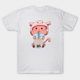 Axolotl Cat Bubble Tea T-Shirt